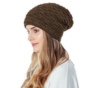 Warm Lined Knitted Beanie Brown